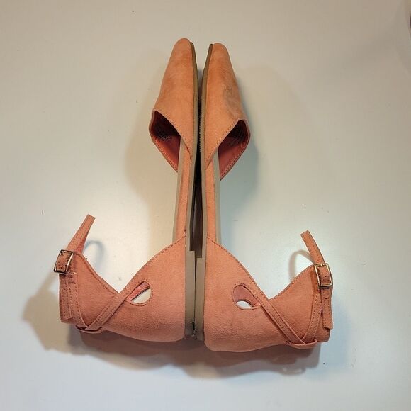 FOREVER 21 SUEDE POINTED TOE BACK &ANKLE STRAP WOMEN"S FLAT SHOE - Picture 9 of 13